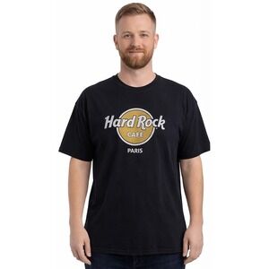Hard Rock Cafe Paris Original Black Graphic T Shirt Unisex XL Logo 100% Cotton